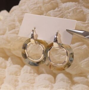 ​[Global Work] 3-Way Nuance Earrings - Elegant Tortoise Shell